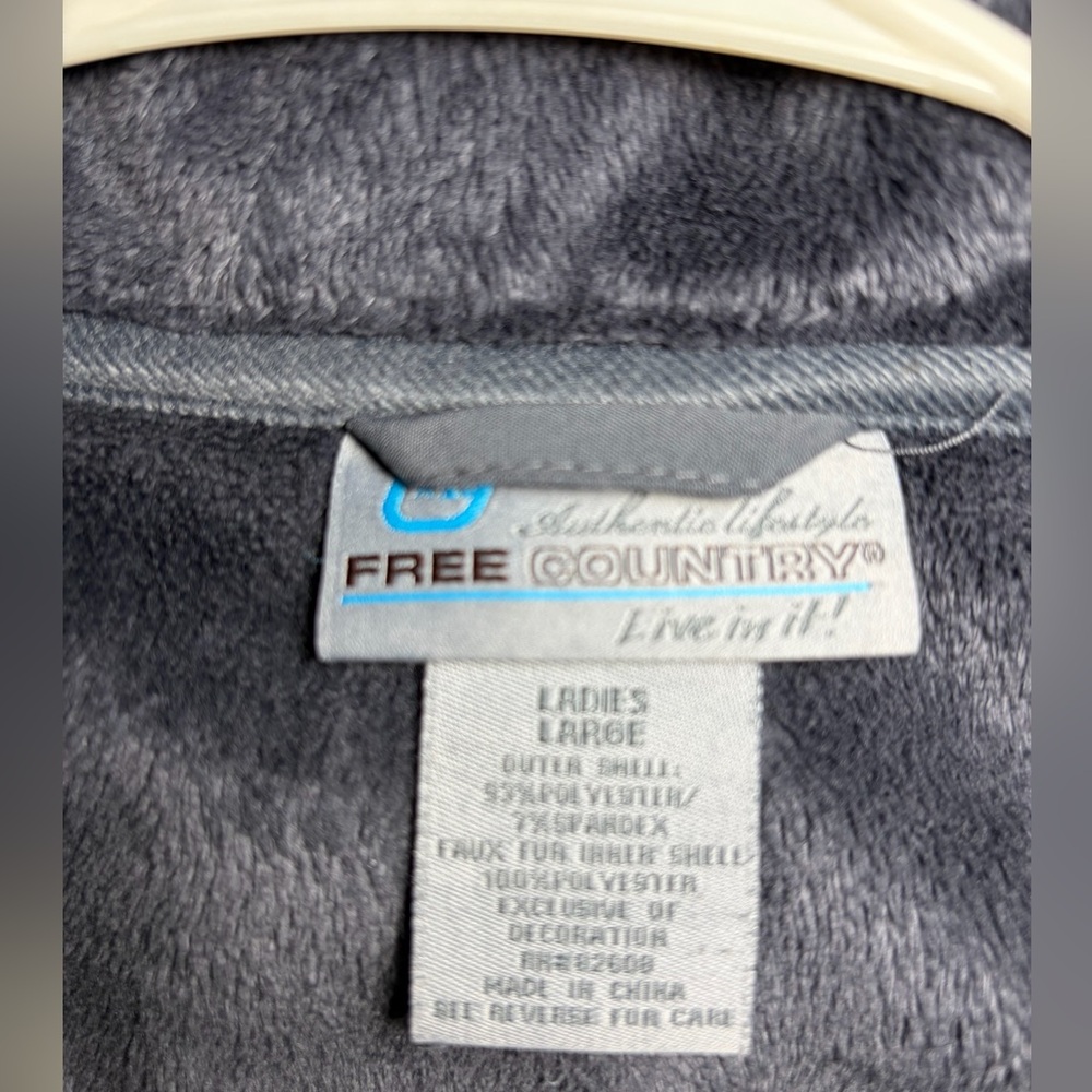 Free Country Hodeed Full Zipper Black Softshell Jacket with Gray Accents Sz‎ L - Picture 10 of 12